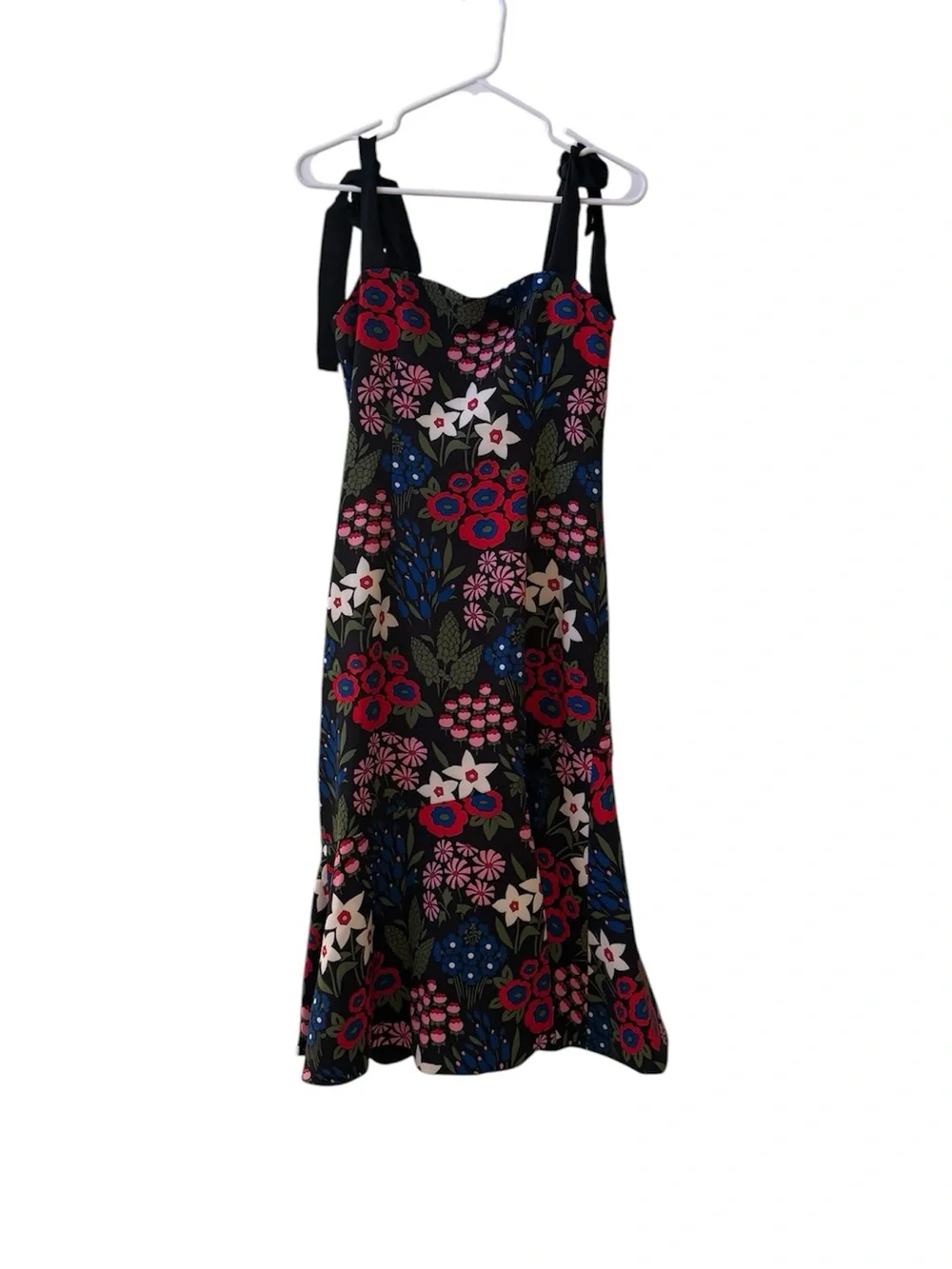 AMUR Gael Midi Dress in Black Multi Sz 6